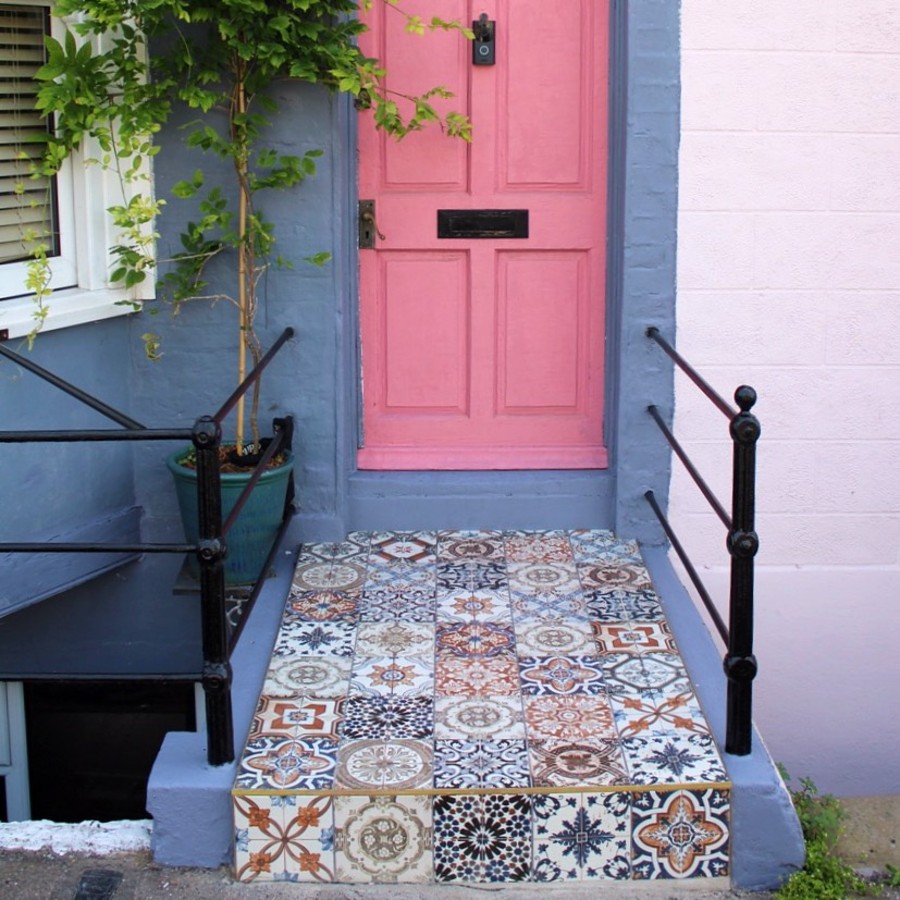 colour tiles on front walkway